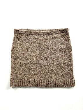 Ralph Lauren Brown Tan Heathered Wool Blend Mini Sweater Pencil Skirt